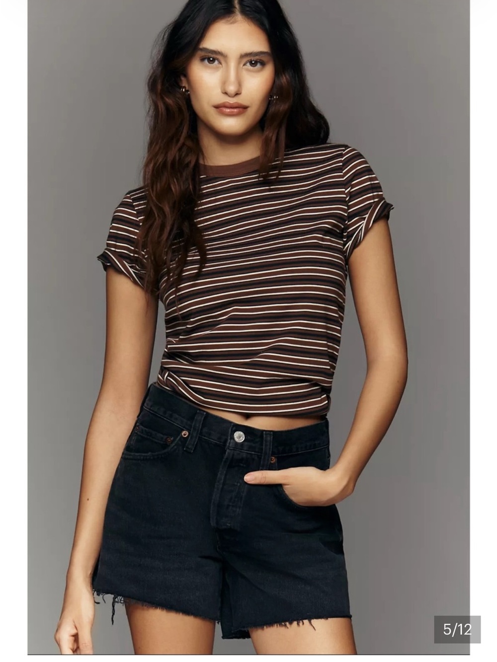 AGOLDE Parker Long Raw Hem Black Jean Shorts